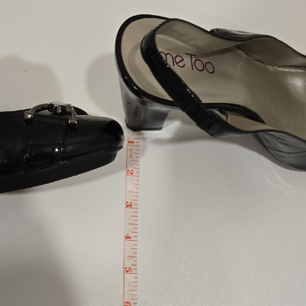 Me Too Glossy Black Slingback Heels - Picture 4 of 13